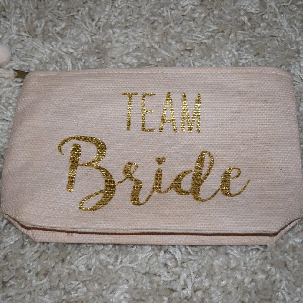 TEAM BRIDE SHIRALEAH CHICAGO Pom Pom Straw Pouch Bag Cosmetics Clutch Bridesmaid
